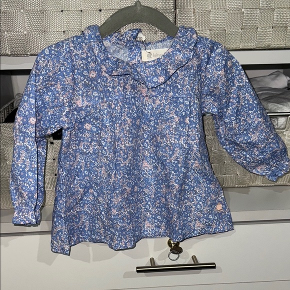 babycottons Blue Floral Blouse with Long Sleeves - Picture 1 of 4